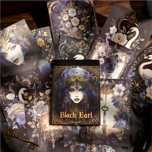 32PCS Black Earl series material paper