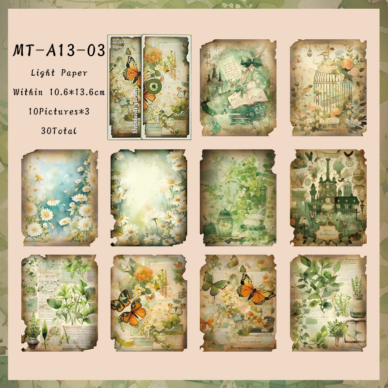 30PCS Forgotten flower valley series material paper