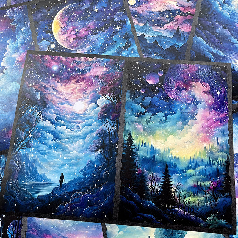 10PCS Magic starry forest background paper