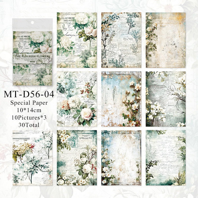 30PCS Flower years series material paper