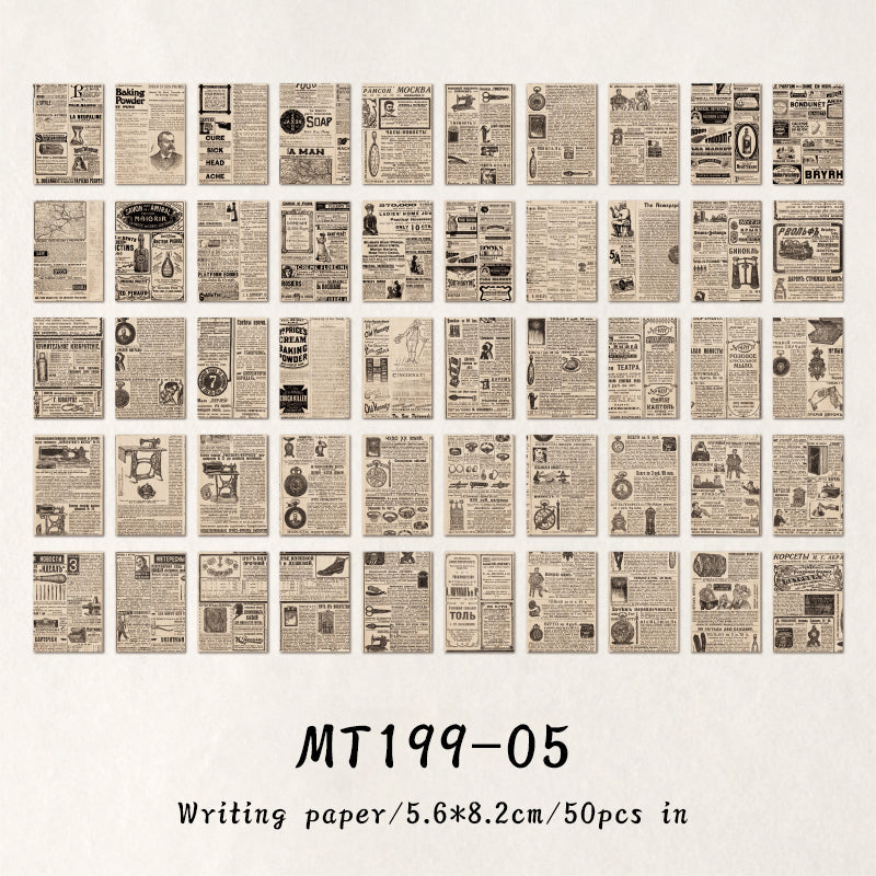 50PCS Nostalgic Memory Series material paper