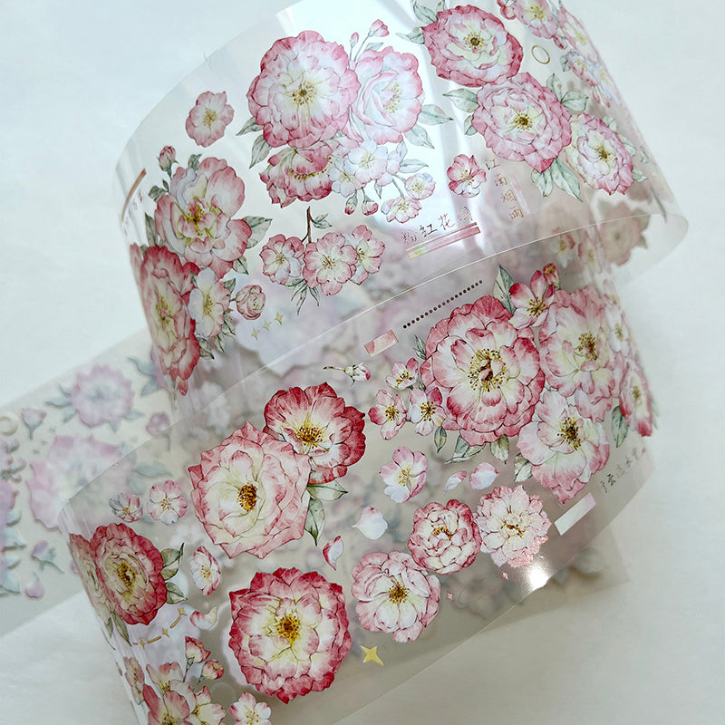 6cm*100cm Pink flower Washi/PET Tape