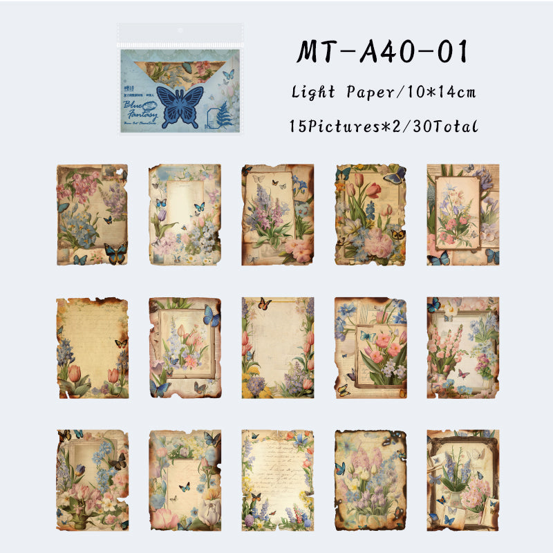 30PCS Burn the flowers series material paper