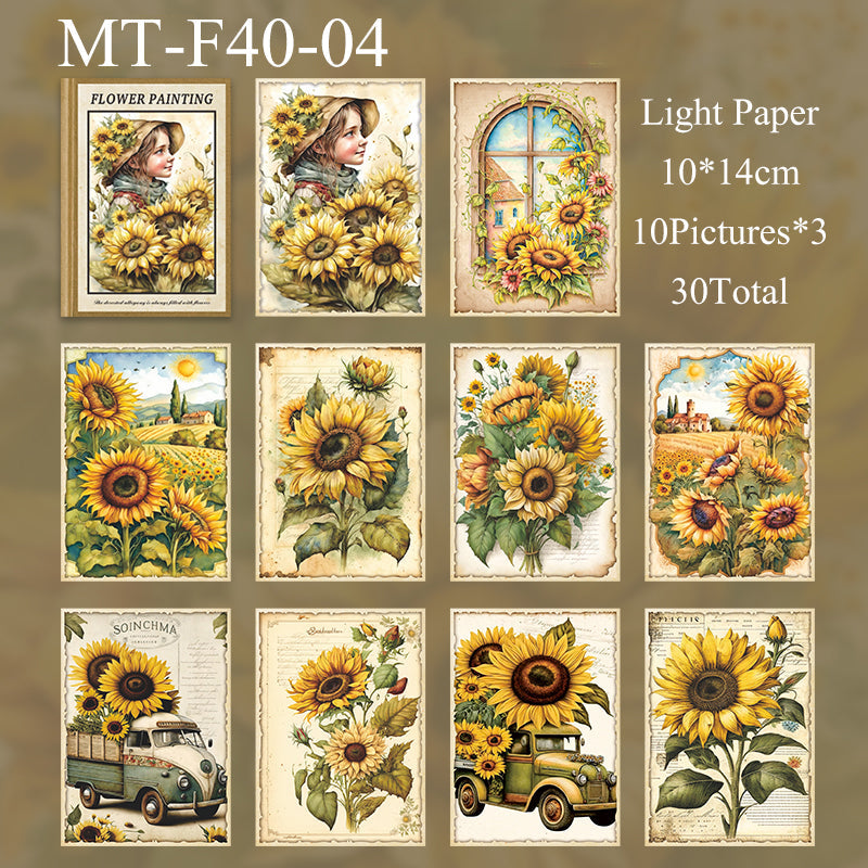 30PCS Floral book series material paper