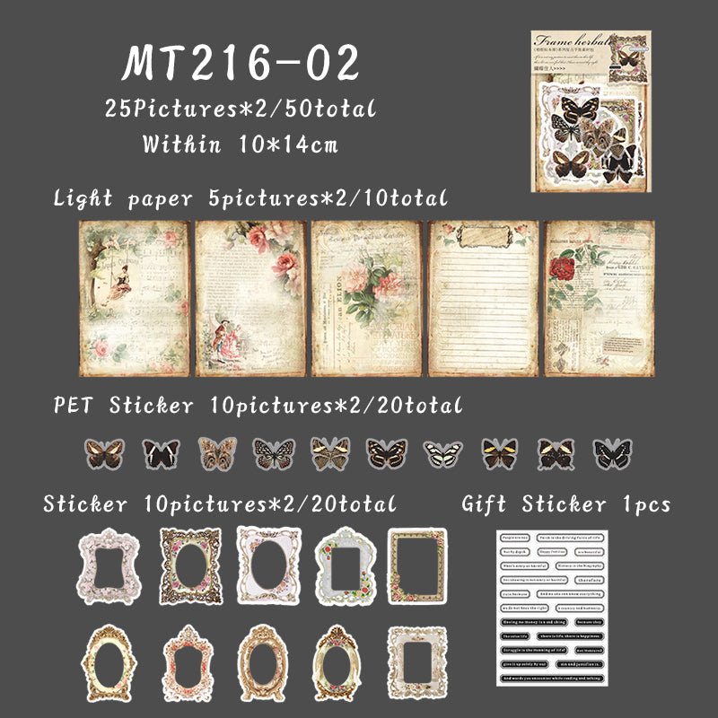 50PCS Photo frame taxidermist series material paper