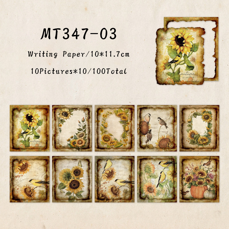 50PCS Memory flower field series material paper