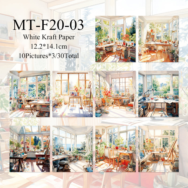 30PCS Colorful Street View series material paper