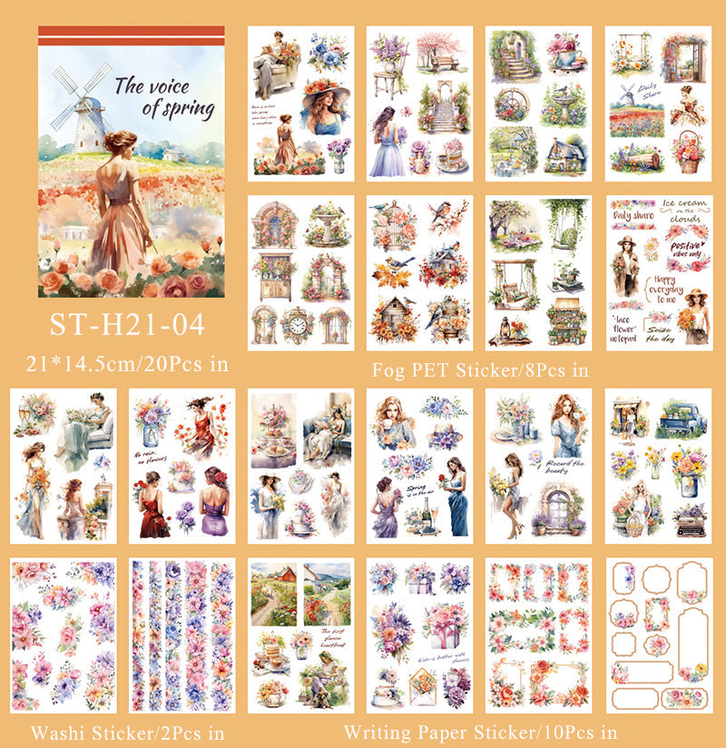 20PCS The flower shadow of time series sticker book