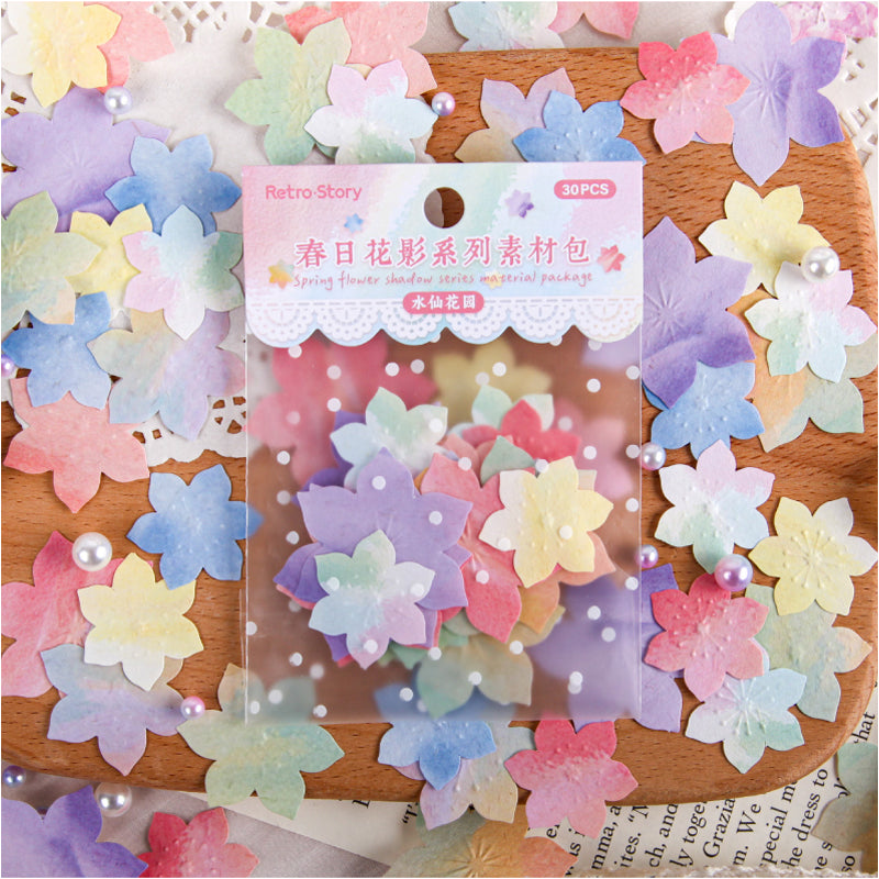 30PCS Spring Flower shadow series material paper