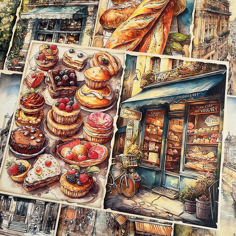 10PCS Paris travel dessert background paper