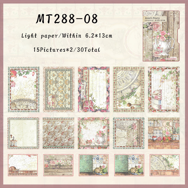 30PCS Anne's Diary series material paper