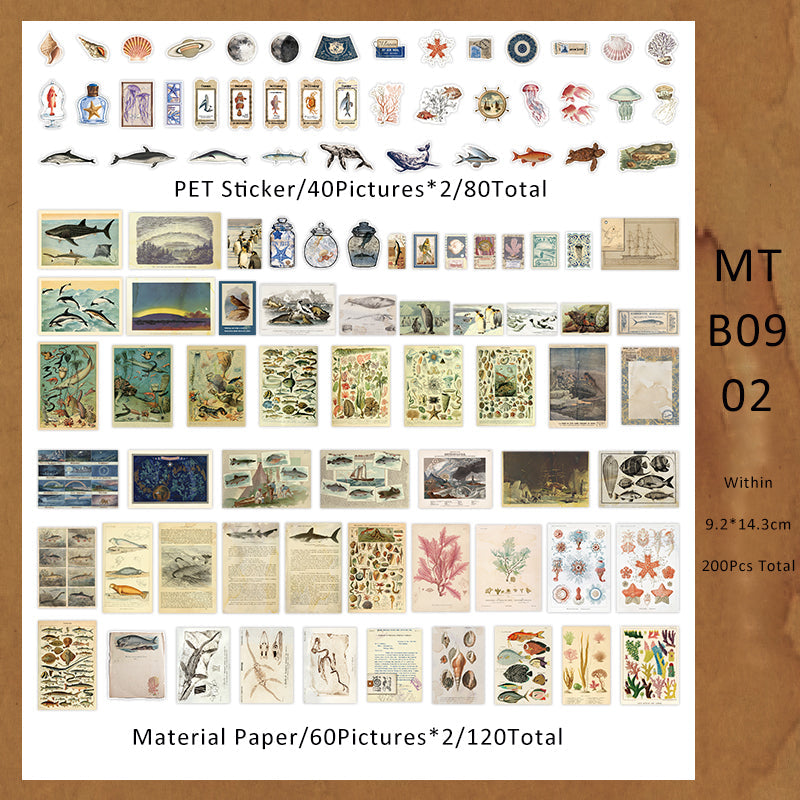 200PCS Thousand Miles of mountains series material paper set