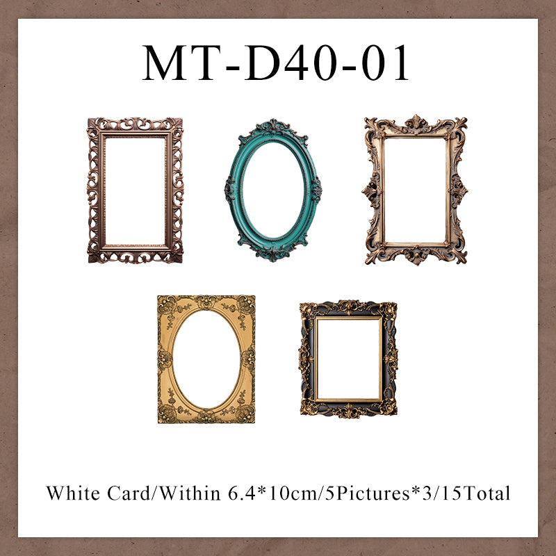 15PCS Vintage frame series material paper