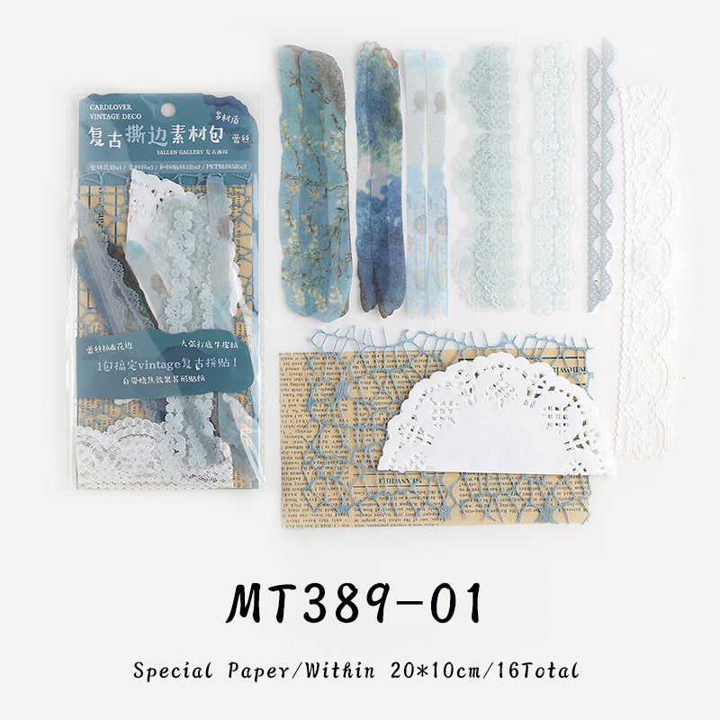 16PCS The gallery under the curtain series material paper