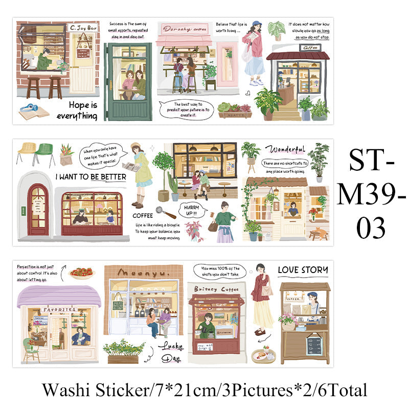 6PCS Afternoon stroll series sticker