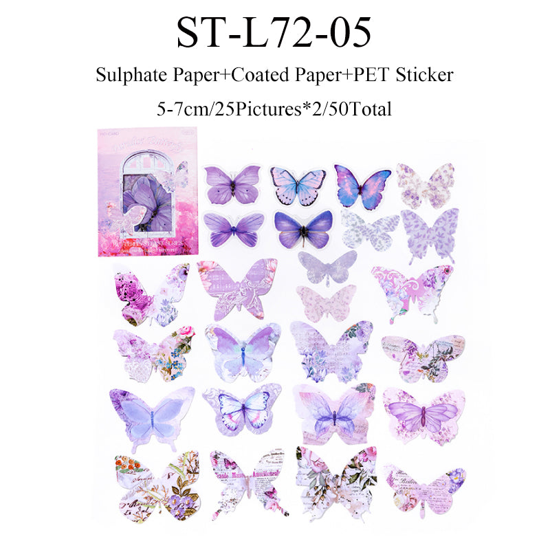 50PCS The Feast of butterflies series sticker