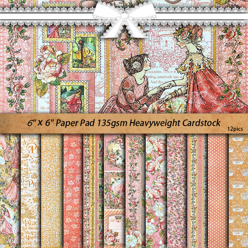 12PCS Court princess material paper