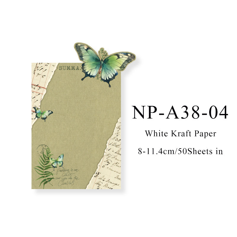 50PCS Butterfly imprint Series note paper