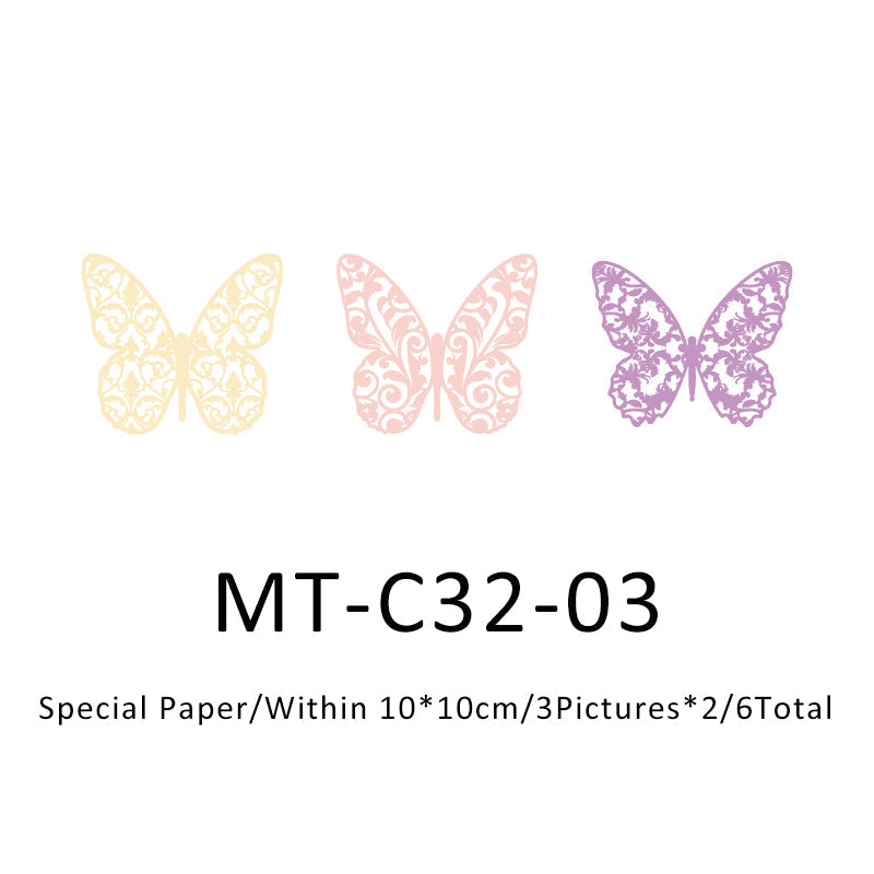 6PCS Find Butterflies Series material paper