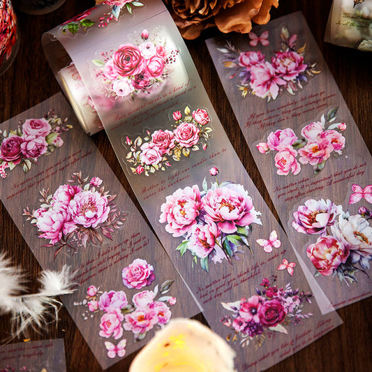 Flowers bloom along the rood series Die cutting Fog PET Tape