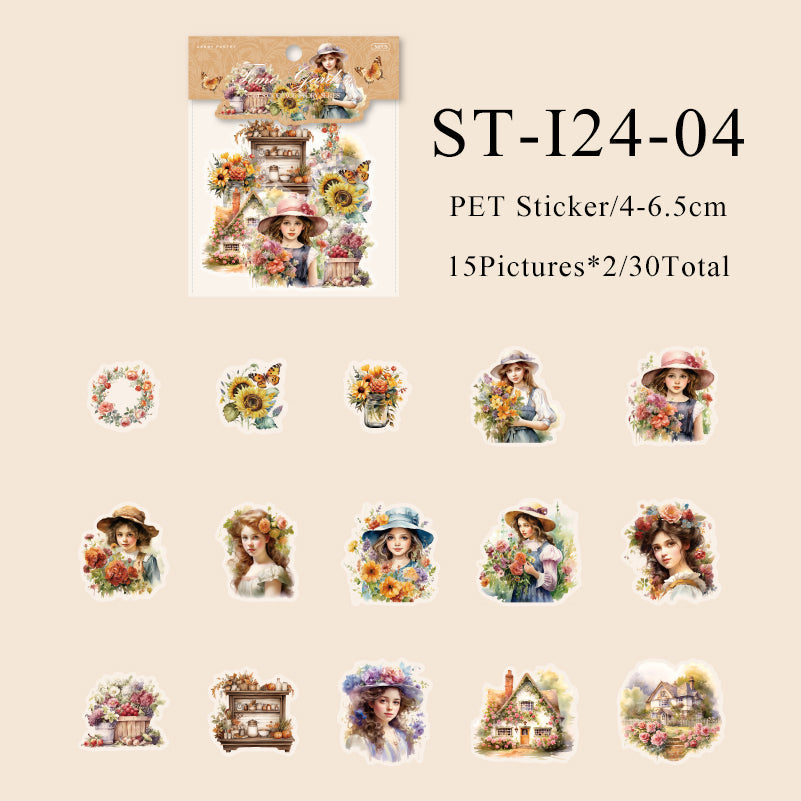 30PCS Girl collage story series sticker