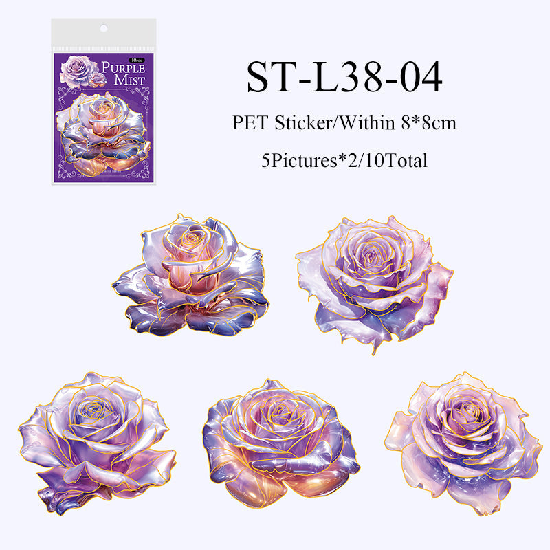 10PCS Ice crystal rose series sticker