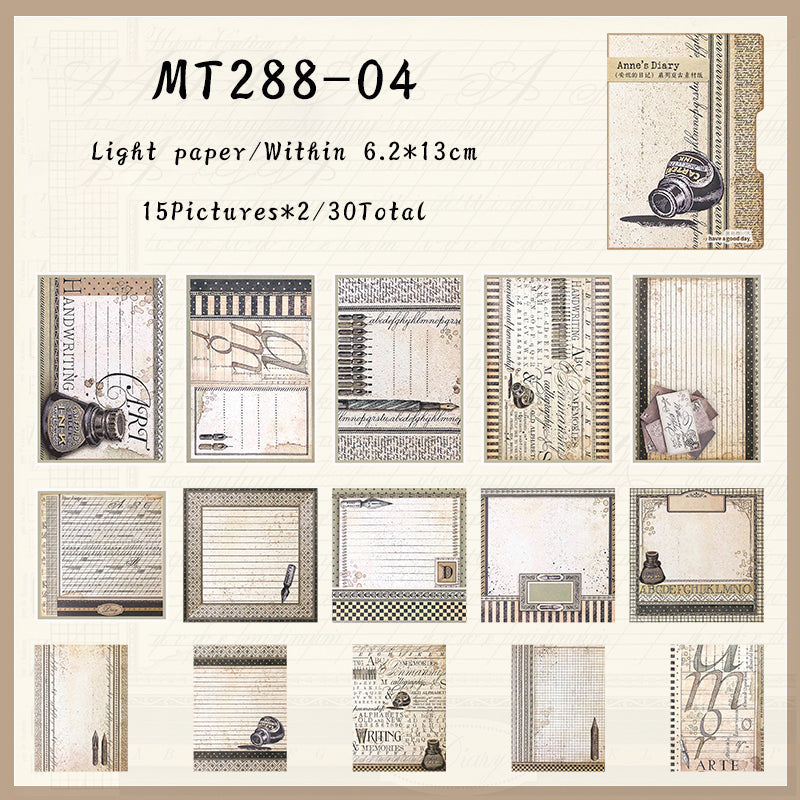 30PCS Anne's Diary series material paper