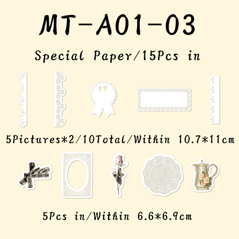 15PCS Lace Fantasia series material paper