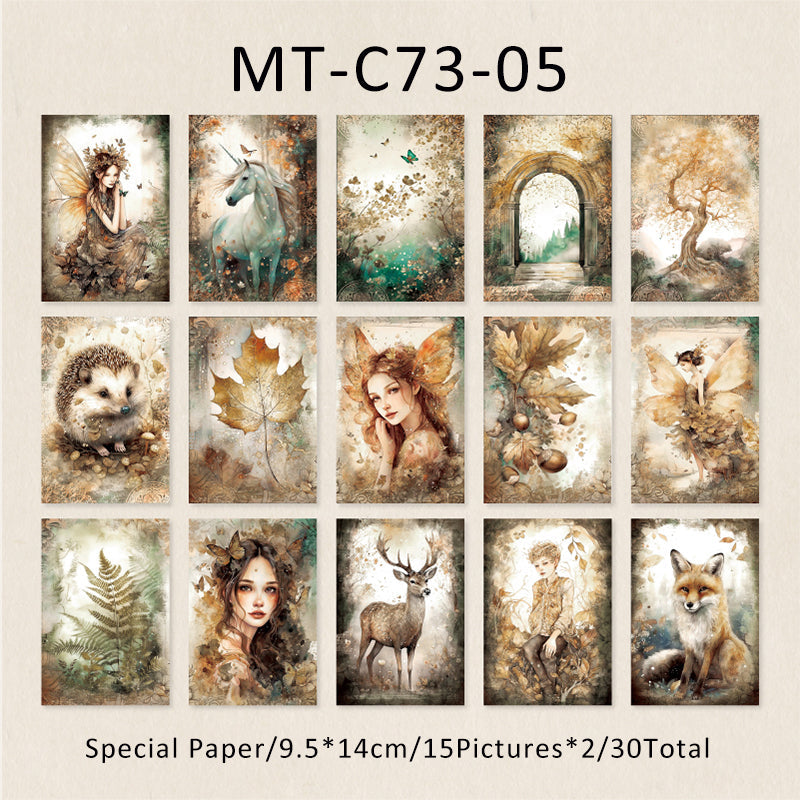 30PCS Forest Travels Series material paper