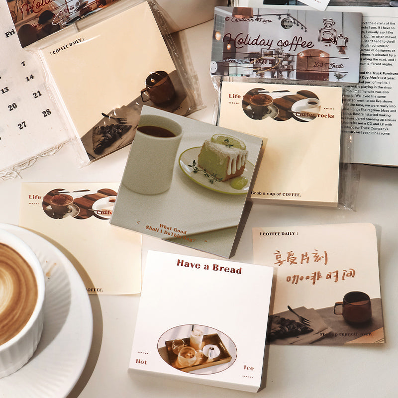 100PCS Coffee Holiday Series note paper