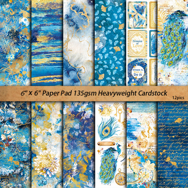 12PCS Indigo blue material paper