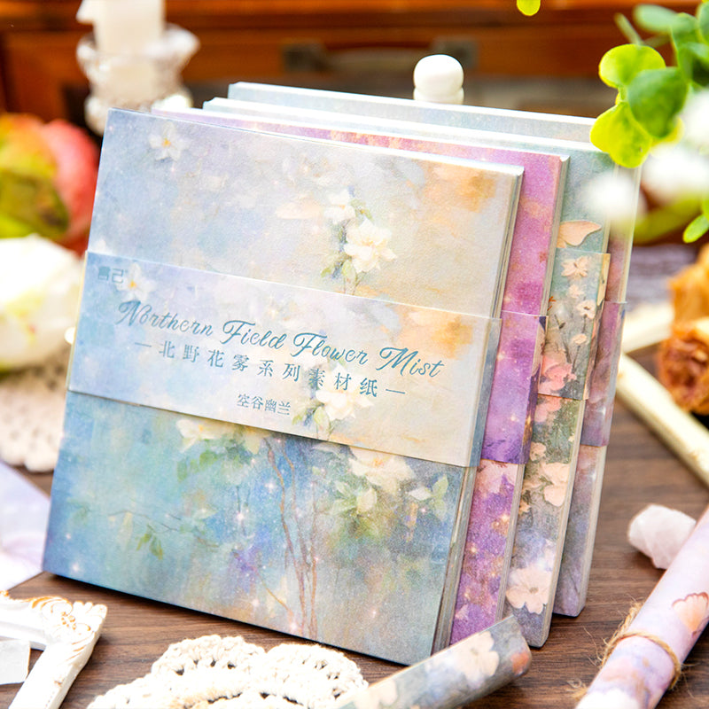 50PCS Kitano flower fog series material paper