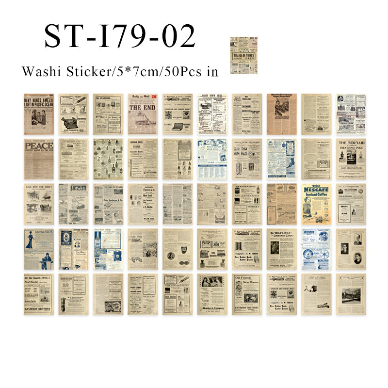 50PCS Old coloured ticket series sticker book