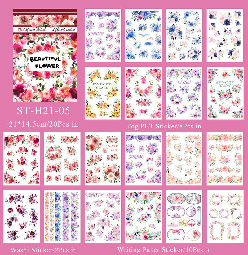 20PCS The flower shadow of time series sticker book