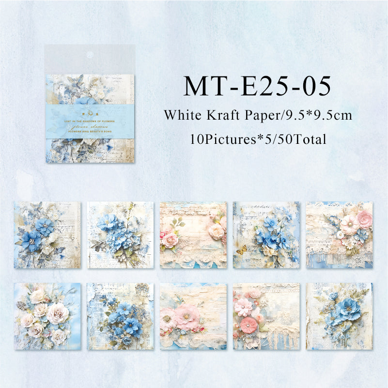 50PCS Flower trace series material paper