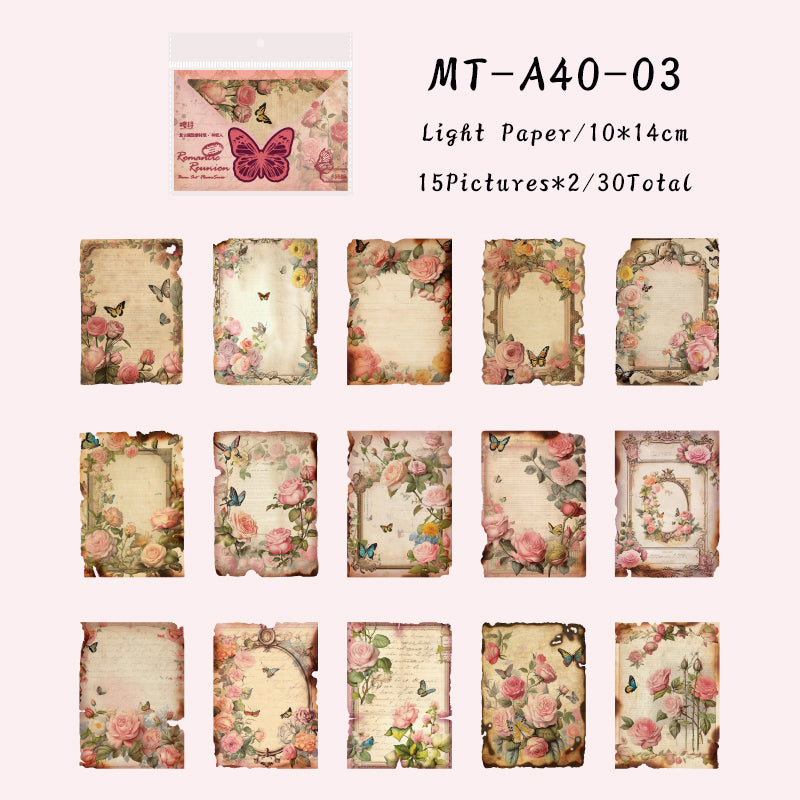 30PCS Burn the flowers series material paper