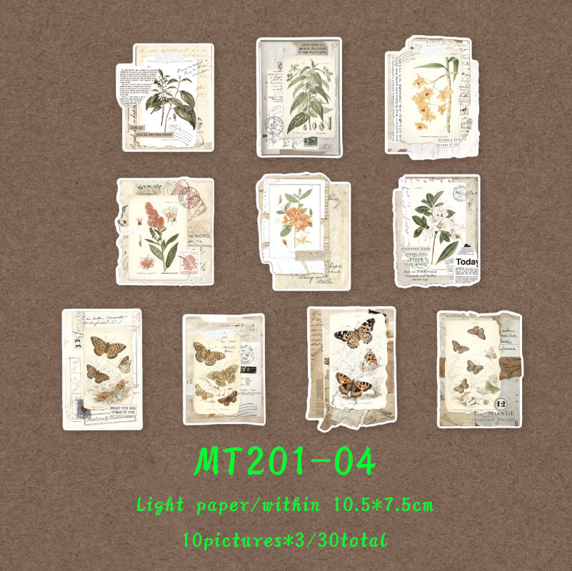 30PCS Vintage collage series material paper