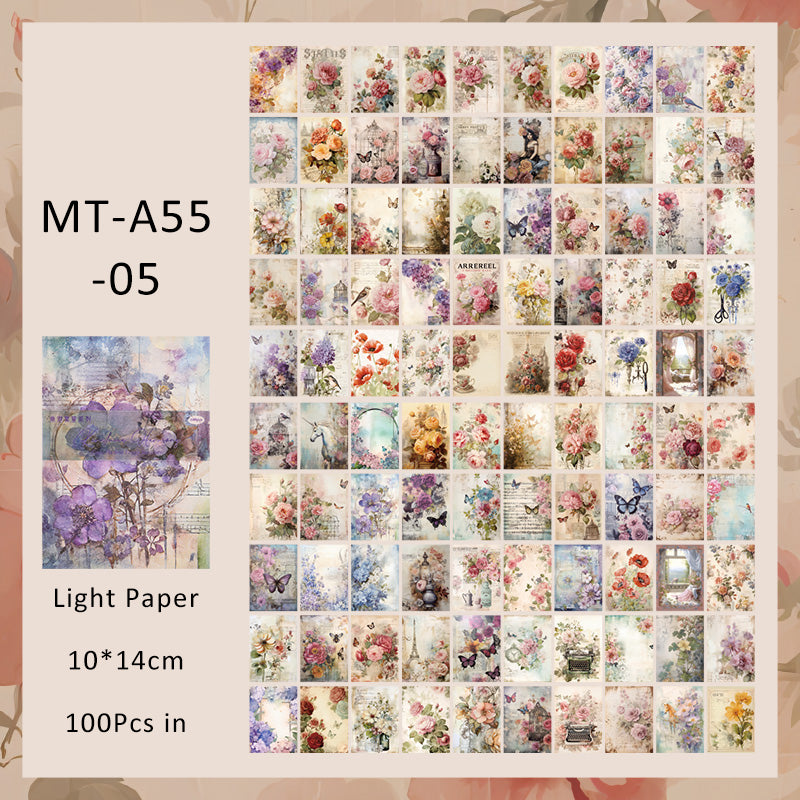 100Sheets Misty Summer series material paper