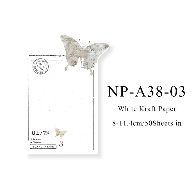 50PCS Butterfly imprint Series note paper