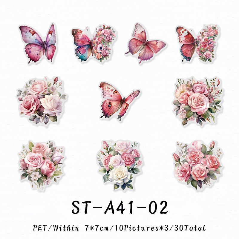 30PCS Dancing with Butterflies series sticker