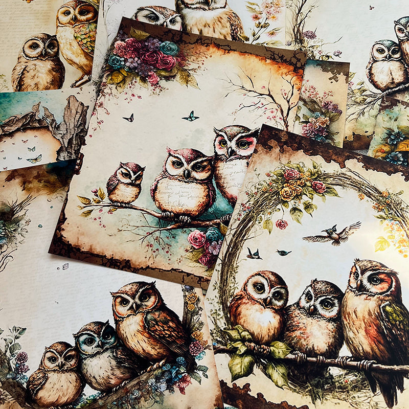 16PCS Jungle Owl background paper