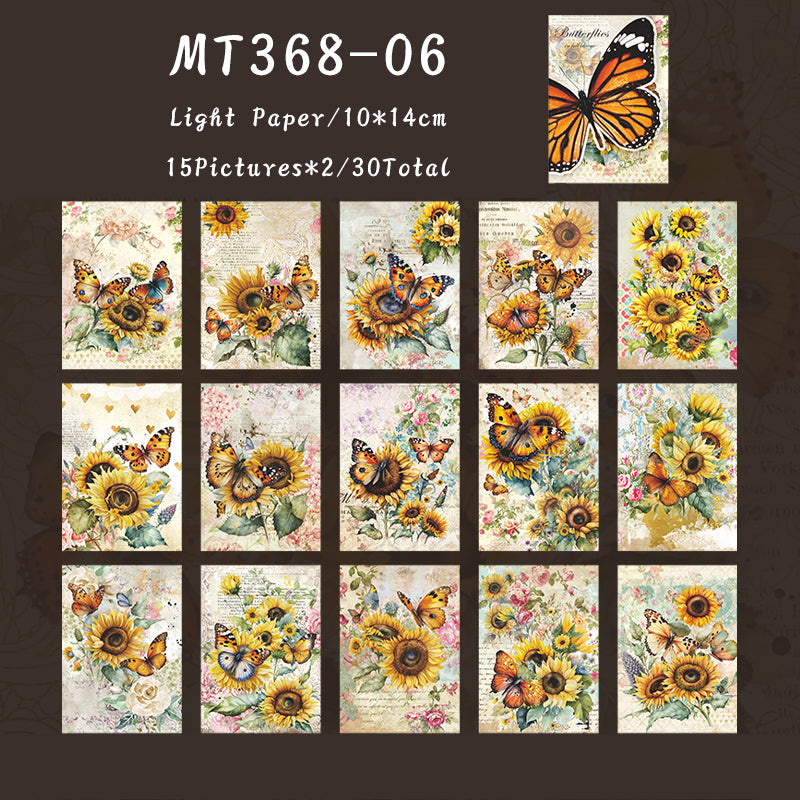 30PCS Butterfly Blooming Series material paper