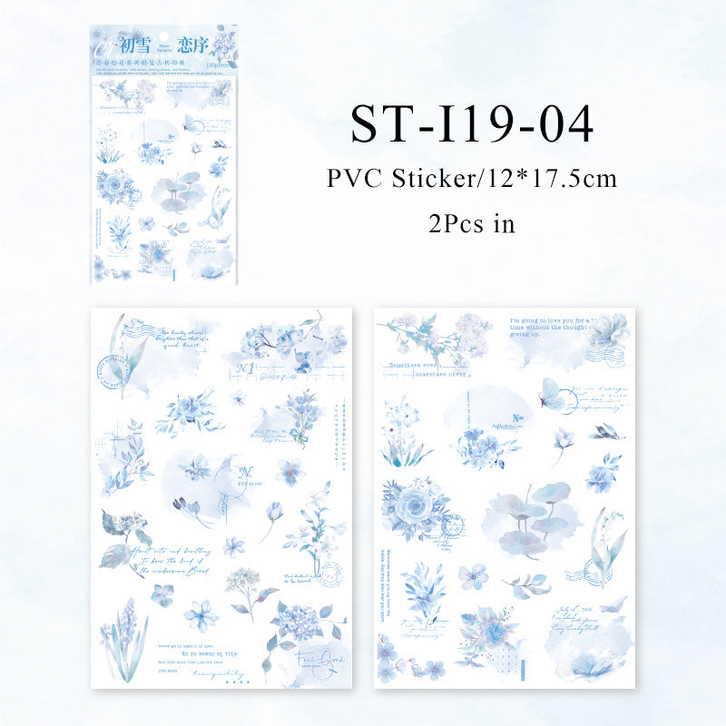 2PCS Floating spring painted flower series transfer sticker