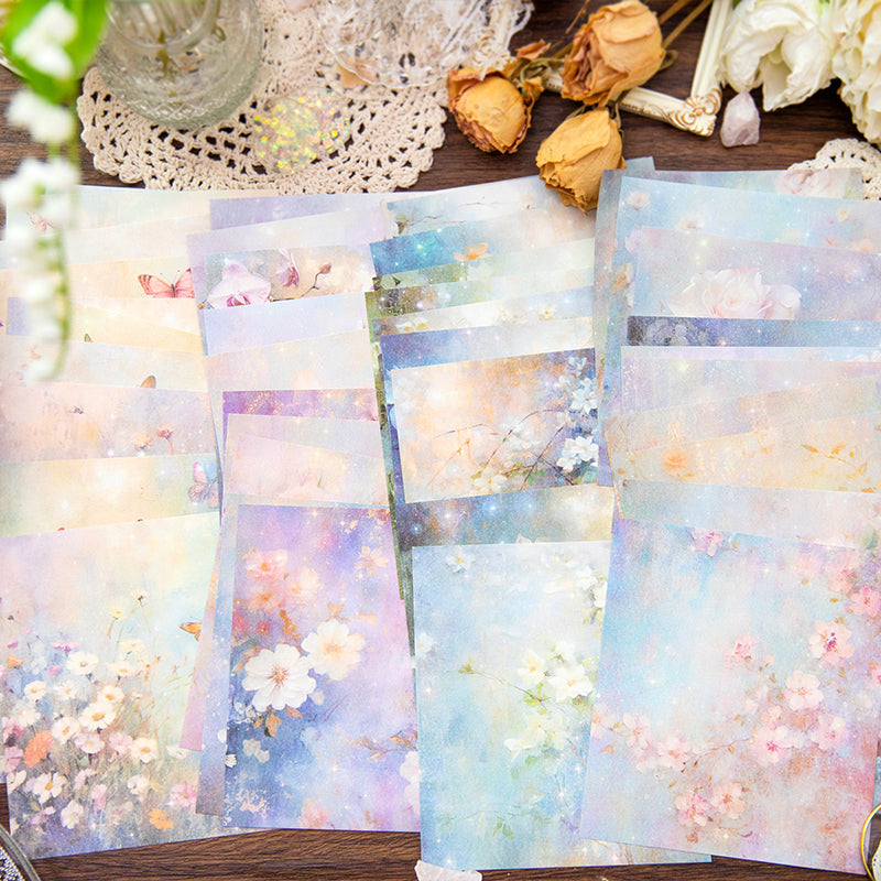 50PCS Kitano flower fog series material paper