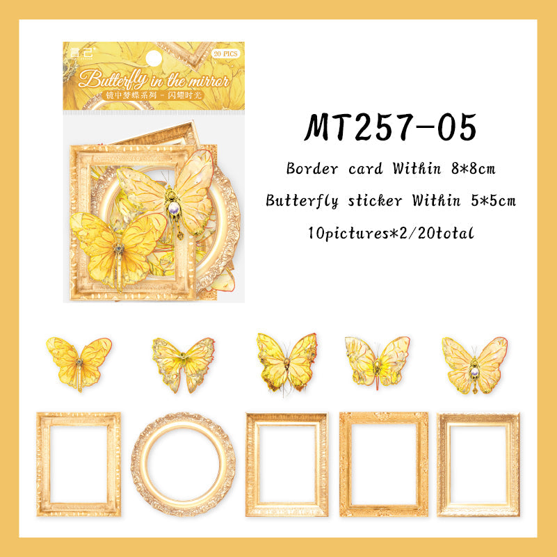 20PCS The Mirror Dream Butterfly series material paper