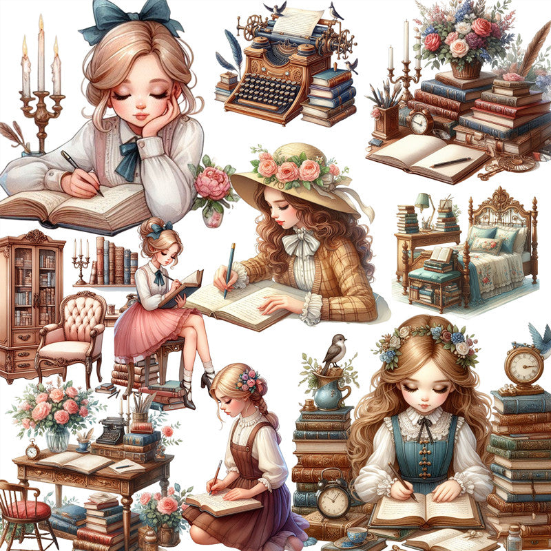 20PCS Serious study girls sticker