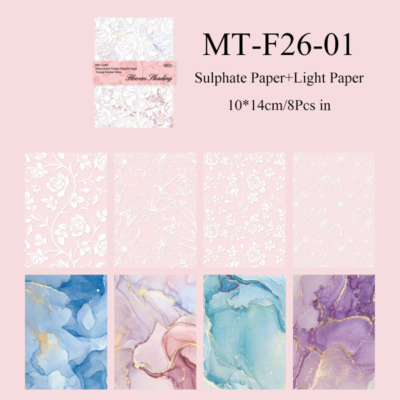 8PCS Vintage mottled series material paper