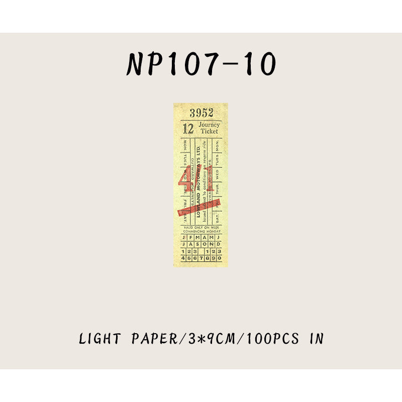 100PCS Time-space ticket series note paper