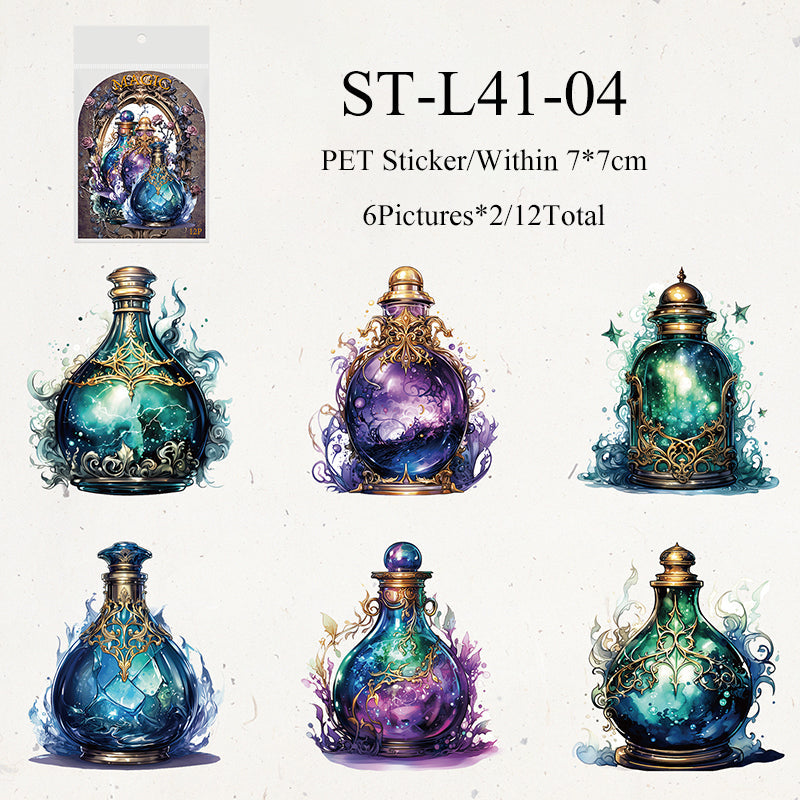 12PCS Fantasy in bottle series sticker