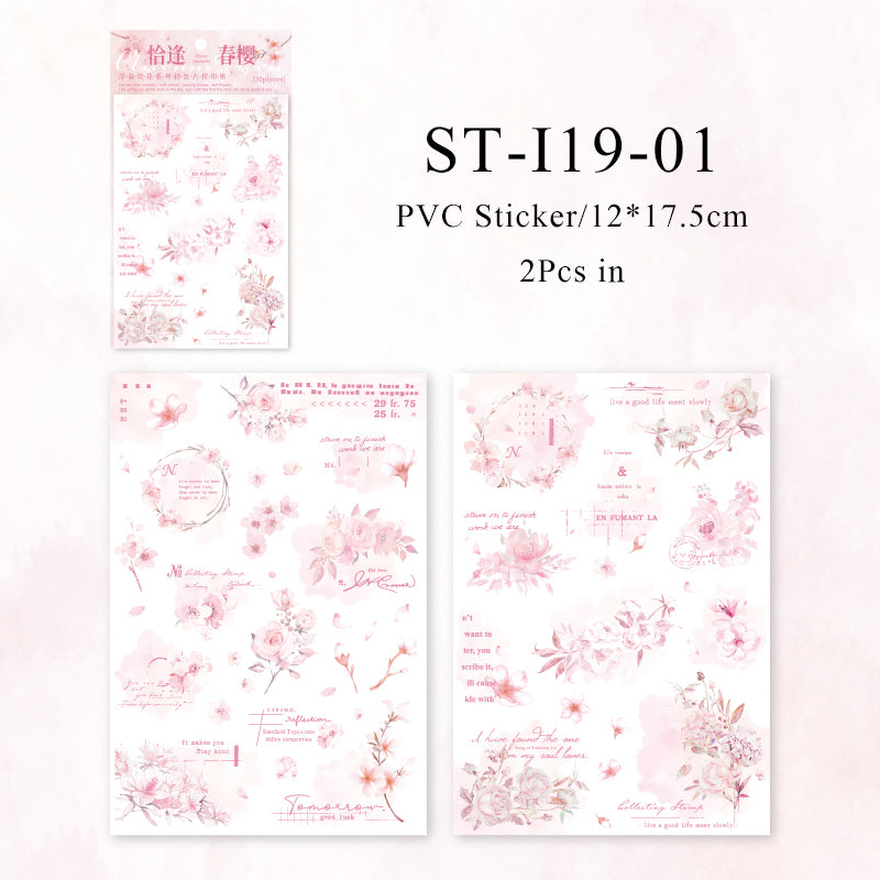 2PCS Floating spring painted flower series transfer sticker